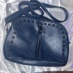 Elegant Navy Blue Studded Crossbody Bag